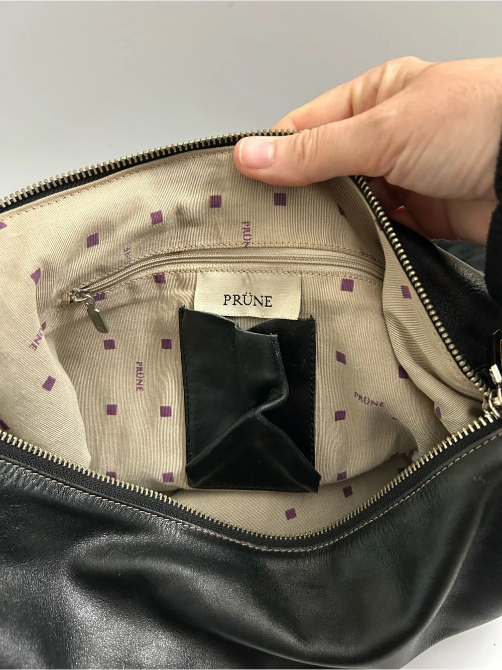 Prune Black Leather Hobo with Metal Ring Accents